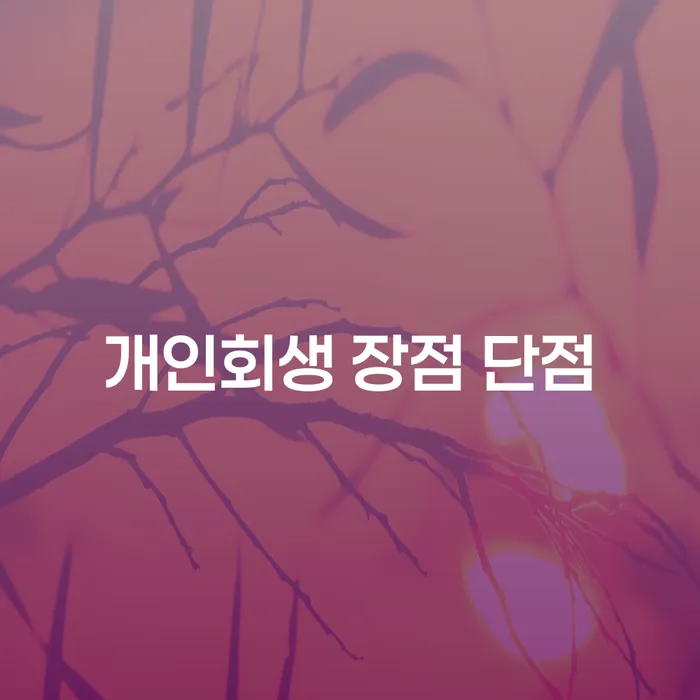 천연동 개인회생 장점과 단점 완벽 분석