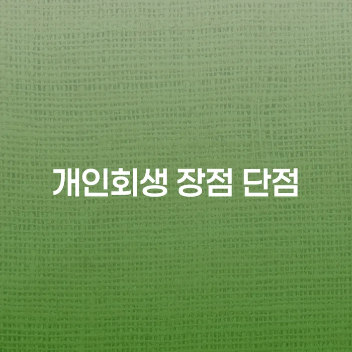 장충동 개인회생의 장점과 단점은 무엇일까요?